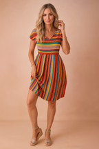 Josie | Stylish and Flowy Boho Striped Mini Dress 1
